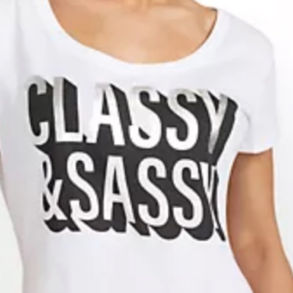 New York & Co. Metallic Silver Print Tee - Picture 3 of 3